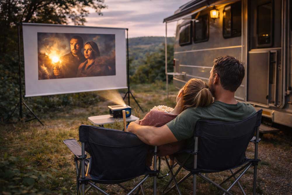 چگونه در فضای بیرونی کمپر و کاروان از دیدن فیلم لذت ببریم؟