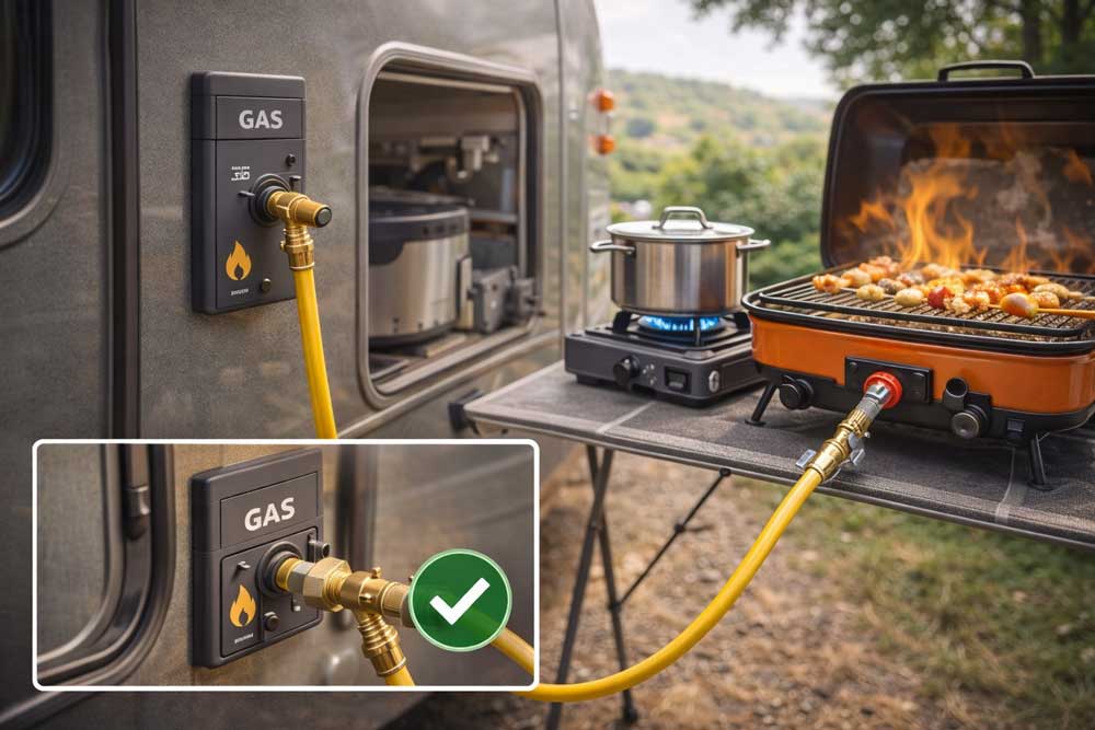 استفاده از گاز بیرونی کمپر و کاروان | راه‌حل ایمن برای باربیکیو و آشپزی فضای باز